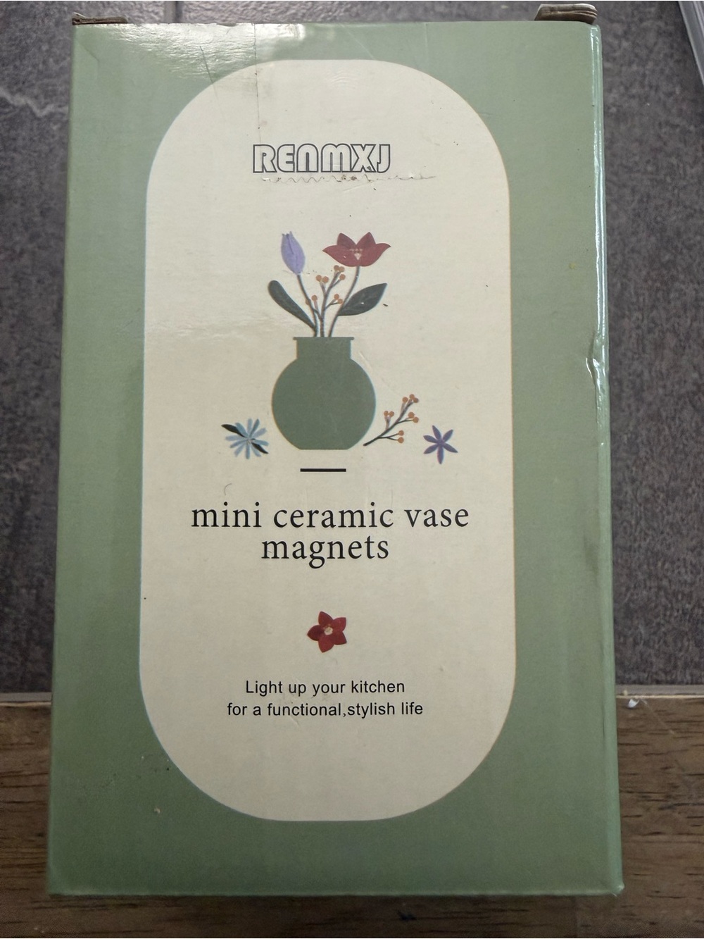 Mini Ceramic Vase Magnets in Green - Set of Decorative Fridge Vases